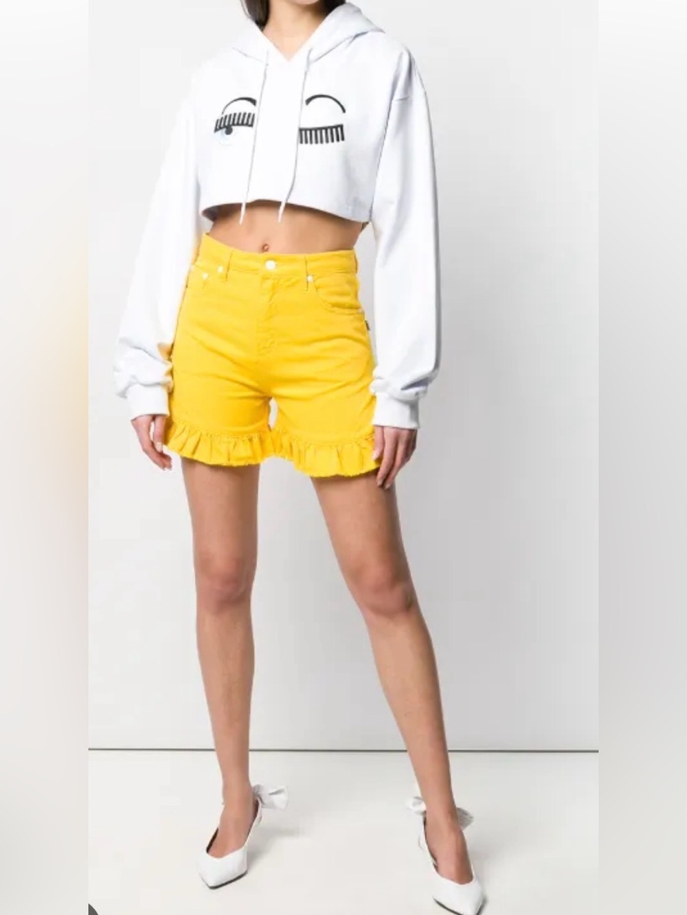 Chiara Ferragni NWT Black Cropped Hoodie with Flirting Beaded Wink Detail - Picture 14 of 14